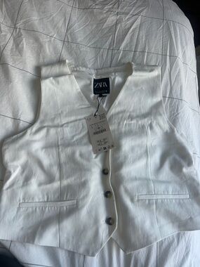ZARA White Tailored Button Vest new with tag